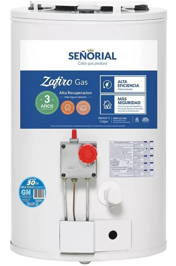 TERMOTANQUE 30 LTS ALTA RECUPERACION GAS - C/ SUPERIOR E INFERIOR (copia)