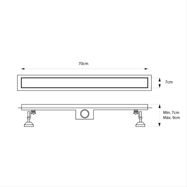 DESAGUE LINEAL PLENO REVESTIR ACERO INOX. 70 CM COD.12030 IDEAL - Imagen 2